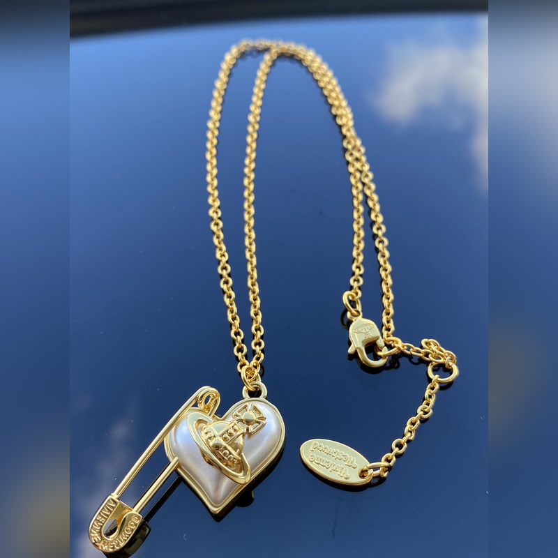 西太後項鍊 VIVIENNE WESTWOOD 愛心別針項鍊 白金 黃金色