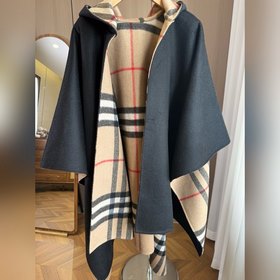 刺繡 非常nice，張婧儀同款鬥篷! Burberry 25冬季連帽格紋鬥篷.