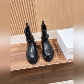 CELINE BULKY 思琳秋冬新款系列錦綸帆布短靴配亮澤牛皮馬丁靴，圓潤造型