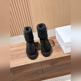 CELINE#思琳新款馬丁靴棉靴雪地靴系列 原版皮毛一體磨砂皮羊京3D立體log
