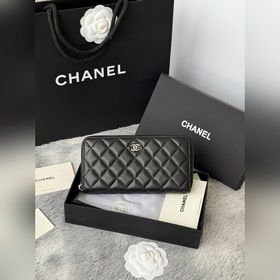 CHANEL 經典cf長款拉鍊包到貨！荔枝紋菱格紋路，非常耐看！亮金與亮銀扣五金