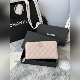 CHANEL拉鍊長夾錢包到貨魚子醬 牛皮搭配新款luogo、同樣是穿皮旁邊鑽石包