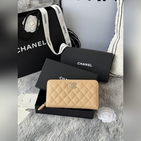 CHANEL拉鍊長夾錢包到貨魚子醬 牛皮搭配新款luogo、同樣是穿皮旁邊鑽石包
