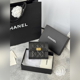 Chanel香奈兒 型號：2090 原版開發最新短款錢夾，進口 牛皮 魚子醬 三