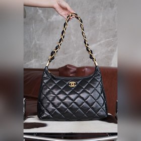 頂級進口原廠皮 所見即所得！  Chanel 24A高級手工坊 Hobo黑色