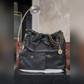 頂級進口原廠皮 所見即所得！  CHANEL 24b新款荔枝紋 22手袋 中號