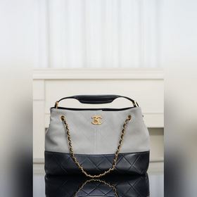 頂級進口原廠皮 所見即所得！ Chanel 25A 高級手工坊 麂皮購物袋 灰