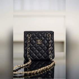 頂級進口原廠皮 所見即所得！ Chanel 25c mini tote 黑金荔