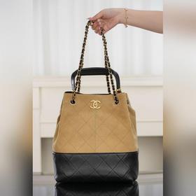 頂級進口原廠皮 所見即所得！ Chanel 25A 高級手工坊 麂皮杏色 水桶