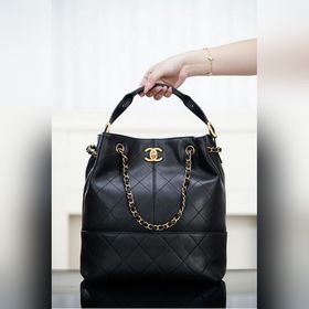 頂級進口原廠皮 所見即所得！ Chanel 25A 高級手工坊 水桶包 黑金