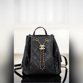 頂級進口原廠皮 所見即所得！  Chanel 25B系列 雙肩Bag 黑金 中