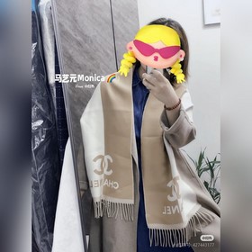 小香雙拼經典三色圍巾 原版原标 超級精細 雙色拼接 100羊絨 厚實 細節滿分