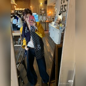 小香菱形雙面針織圍巾 特别蓬松的質感 厚實雙層雙色 偏休閑類 規格35*180左