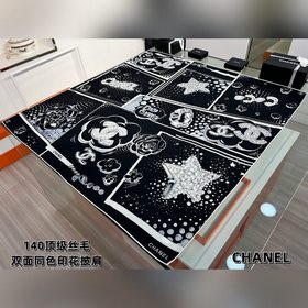 Chanel ~25秋冬新品~[五角星山茶花] [140雙面絲毛披肩] 手工卷