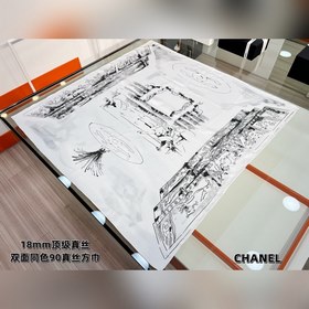 Chanel 25高級手工坊系列 90真絲雙面同色印花 18mm真絲材質乳白、黑