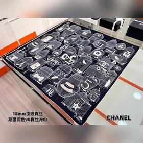 Chanel ~~2026春夏新品 90雙面同色印花方形圍巾 100%真絲斜紋布