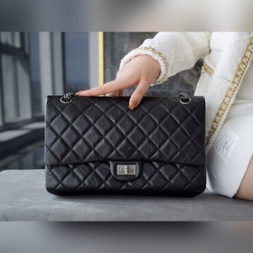 頂級進口原廠皮 所見即所得！  CHANEL 複刻 . 大號正品皮 黑銀 意