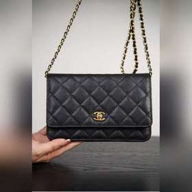 頂級進口原廠皮 所見即所得！  Chanel 24k woc發财包(紐扣版)黑