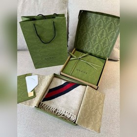 Gucci新款 中性男女款長巾 米白 1.1最高品質！時尚雙G提花 低調中不失