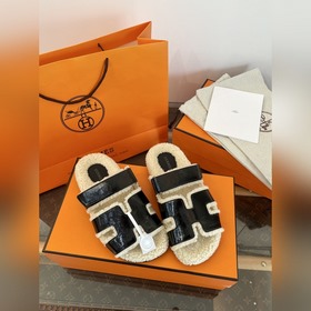HERMES 2026愛馬H家 油蠟皮 泰迪毛二舅毛毛拖 [莞大廠頂級高端品質