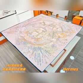 正在接通中 140方巾~Hermes 手工卷邊絲毛方巾(30%桑蠶絲70%羊毛
