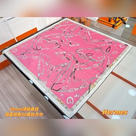 躍動的馬兒 90雙面方巾 [18mm頂級真絲] 手工卷邊斜紋真絲方巾(100%