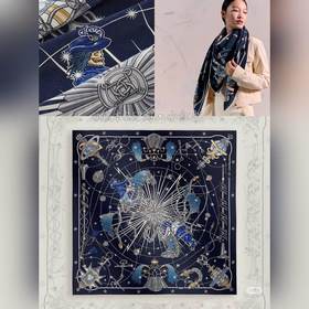2026年原單愛馬仕[星辰合唱曲]140cm羊絨方巾 絕對會尖叫的專櫃品質 此款