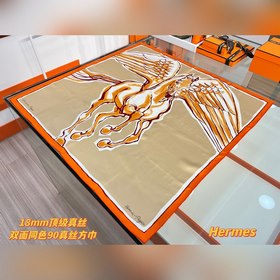 自由飛馬 18mm頂級真絲雙面同色90方巾~Hermes 手工卷邊斜紋真絲方巾