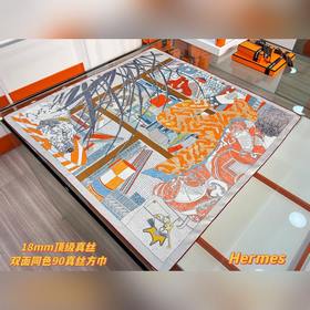 愛馬仕之約 90雙面真絲方巾~Hermes 手工卷邊90方巾(100%桑蠶絲)