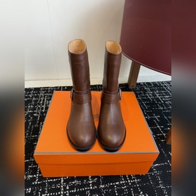 代購級 Hermes 愛馬仕秋冬最新款老錢風一腳蹬短靴 專櫃超難配貨 家靴子的