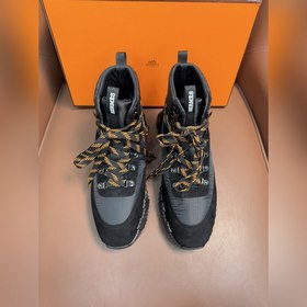 愛馬仕高端奢品，男士高幫休閑運動鞋，頭層磨砂牛皮拼接防水布，精品級别，打造現代都