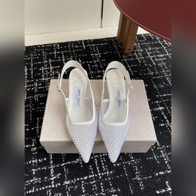 代購級 Jimmy Choo 周仰傑25春夏新品網紗燙鑽方頭小貓跟拖鞋！Jc經典