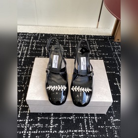 代購級 Jimmy Choo 最高品質 最新拼接 粗跟 後空涼鞋 同步專櫃 主