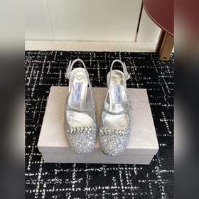 代購級 Jimmy Choo 最高品質 最新拼接 粗跟 後空涼鞋 同步專櫃 主