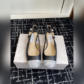 代購級 Jimmy Choo 最高品質 最新拼接 粗跟 後空涼鞋 同步專櫃 主