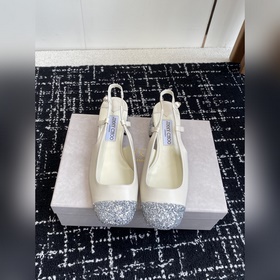 代購級 Jimmy Choo 最高品質 最新拼接 粗跟 後空涼鞋 同步專櫃 主