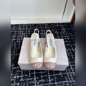 代購級 Jimmy Choo 最高品質 最新拼接 粗跟 後空涼鞋 同步專櫃 主