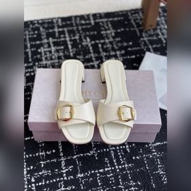 Jimmychoo 吉米周2026ss，方頭 小粗跟 拖鞋 簡約大氣，後帶工形