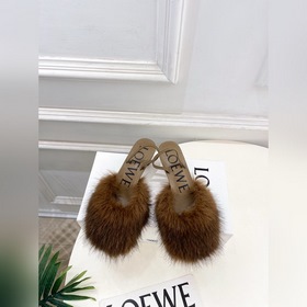 LOEWE 羅意威 26ss 2026早春新品秀場款Toy後系帶毛毛穆勒高跟鞋