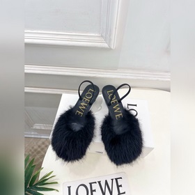 LOEWE 羅意威 26ss 2026早春新品秀場款Toy後系帶毛毛穆勒高跟鞋