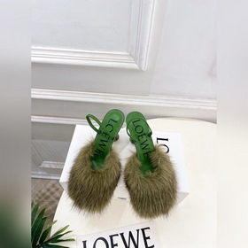 LOEWE 羅意威 26ss 2026早春新品秀場款Toy後系帶毛毛穆勒高跟鞋