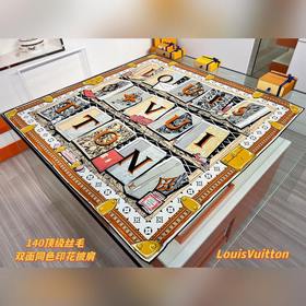 LV LIBRARY 140雙面同色絲毛方巾 LV Library 絲毛方巾以