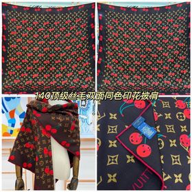LV X TM MONOGRAM CERISE 140絲毛方巾 [140雙面絲毛