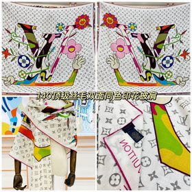LV x TM SUPERFLAT 140絲毛披肩 [140頂級絲毛雙面同色絲巾