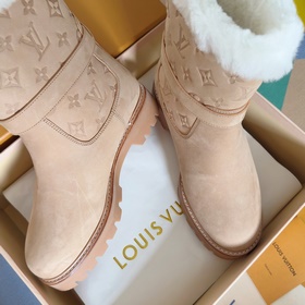 頂級版本：女款 LV 路易威登 L家 驢牌 Monogram系列 皮毛一體 厚底