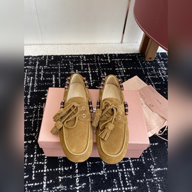頂級品質 ( 官網同步 盒包裝) MiuMiu 缪缪2026ss秋冬 樂福豆豆鞋