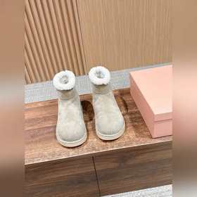 MIU MIU FW Deck shoes 秋冬加絨保暖羊羔毛短筒雪地靴 結合