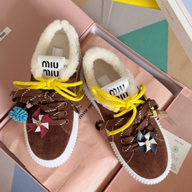 頂級版本：女款 MiuMiu缪缪 最新款 魔術貼 帆布 厚底 餅幹鞋 休閑 運動