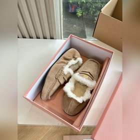 帶飛機盒所見即所得G042現貨供應MIUMIU*缪缪厚底2026年新款英倫風羊毛