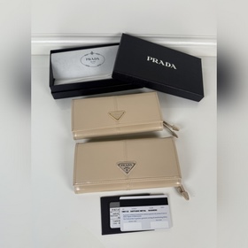 Prada 女士翻蓋皮夾，型號1MH132，進口油臘牛皮制作，原單品質，尺寸18